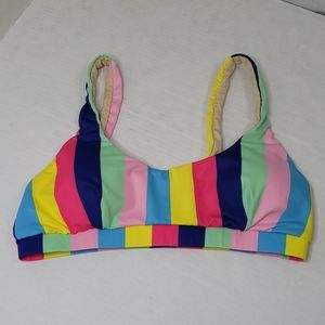 Beach Joy multi color stripe bikini top
